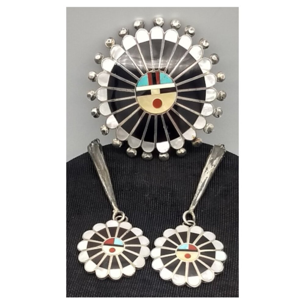 Zuni Native American Sunface Kachina Bolo Elements - Picture 4 of 8